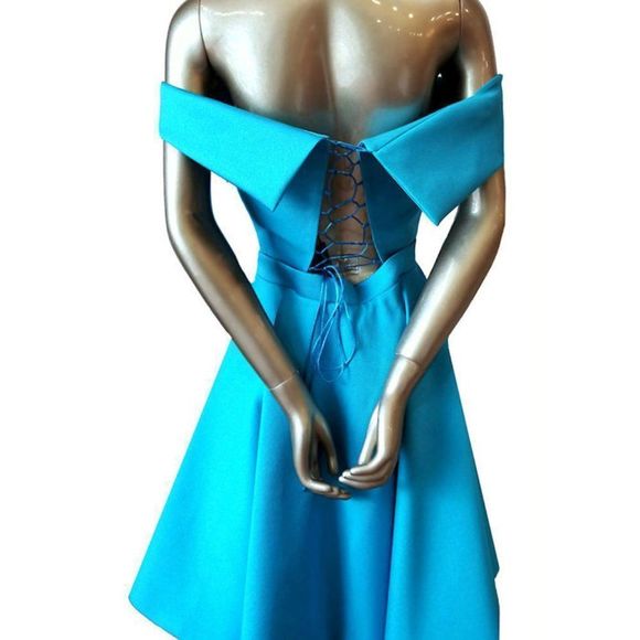 Vintage JOHN PAUL ATAKER Off-the-Shoulder Lace Up Back Party Dress - Picture 5 of 8